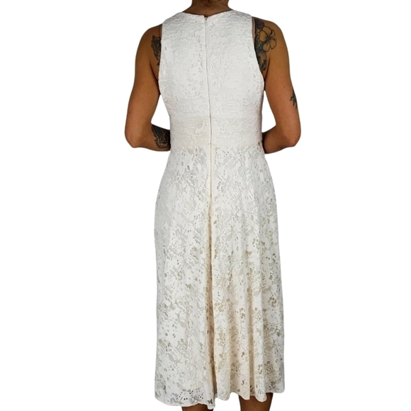 Donna Karan Lace Dress Size 8 White Layer Midi - Picture 5 of 7